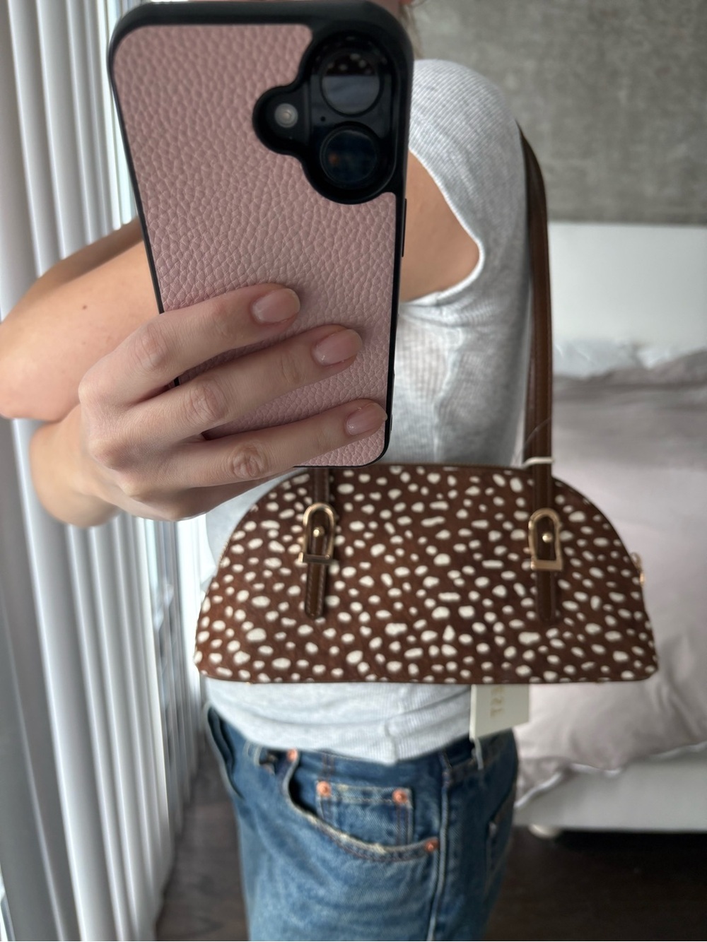 Brand new Madison West LA boutique Rachel Zoe real calf hair BAMBI shoulder bag